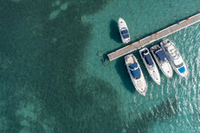 Moored Boats At The Pier Top View