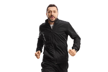 Wall Mural - Man in black tracksuits running