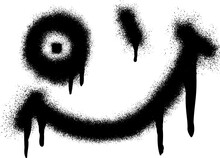 Smiling Face Emoticon Graffiti With Black Spray Paint