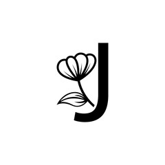 vector floral logo. Linear logo monogram letters f,g,h,i,j. Vector illustration.