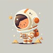 digital illustration sluggish cute astronaut 