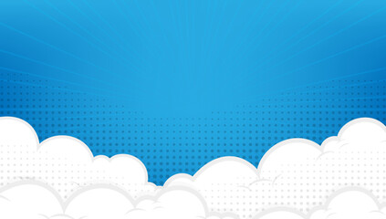 Comic cartoon blue background with cloud