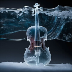 Ai generated violin made of ice. Created using ai generative. 