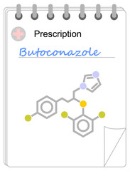 Wall Mural - Medical prescription pad. Simplified formula icon of butoconazole.