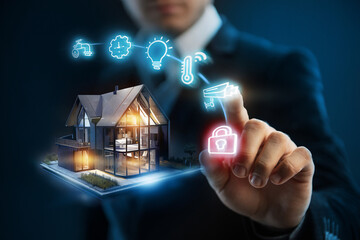 Smart home concept. Remote home control in a mobile application
