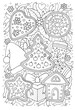 © stock_santa - Christmas colouring page for adults and kids. Cute winter holidays theme coloring book sheet with detailed patterns, vector illustration