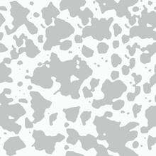 Grey White Animal Seamless Pattern. Cow Hide. Animal Skin Texture Spots On A White Background. Mammals Fur. Leather Print. Camouflage Predator. Vector Illustration.