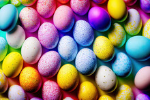 Colorful Easter Eggs Wallpaper Background Illustration (Generative AI)