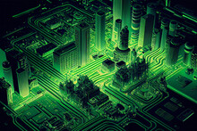 Circuit Board Cityscape - Generative AI