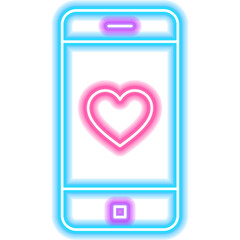 Poster - Love Mobile Neon Sign. Illustration of Romance Promotion.