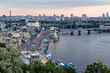 Sunset views of the river Dniepr in Volodymyr Hill Park Kiev