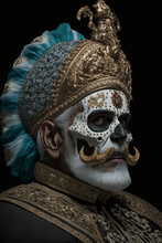 Royal Skull With White Beard Mexican Makeup Face Style