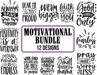big vector set with 12motivational quotes | hand written sign for every design production | inspirat