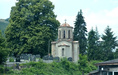 old small orthodox church in the cemetery