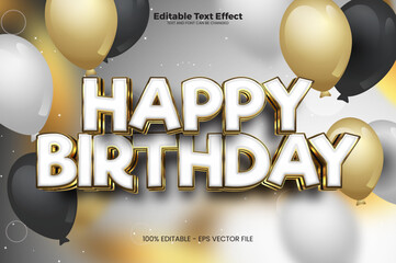 Wall Mural - Happy Birthday editable text effect in modern trend style