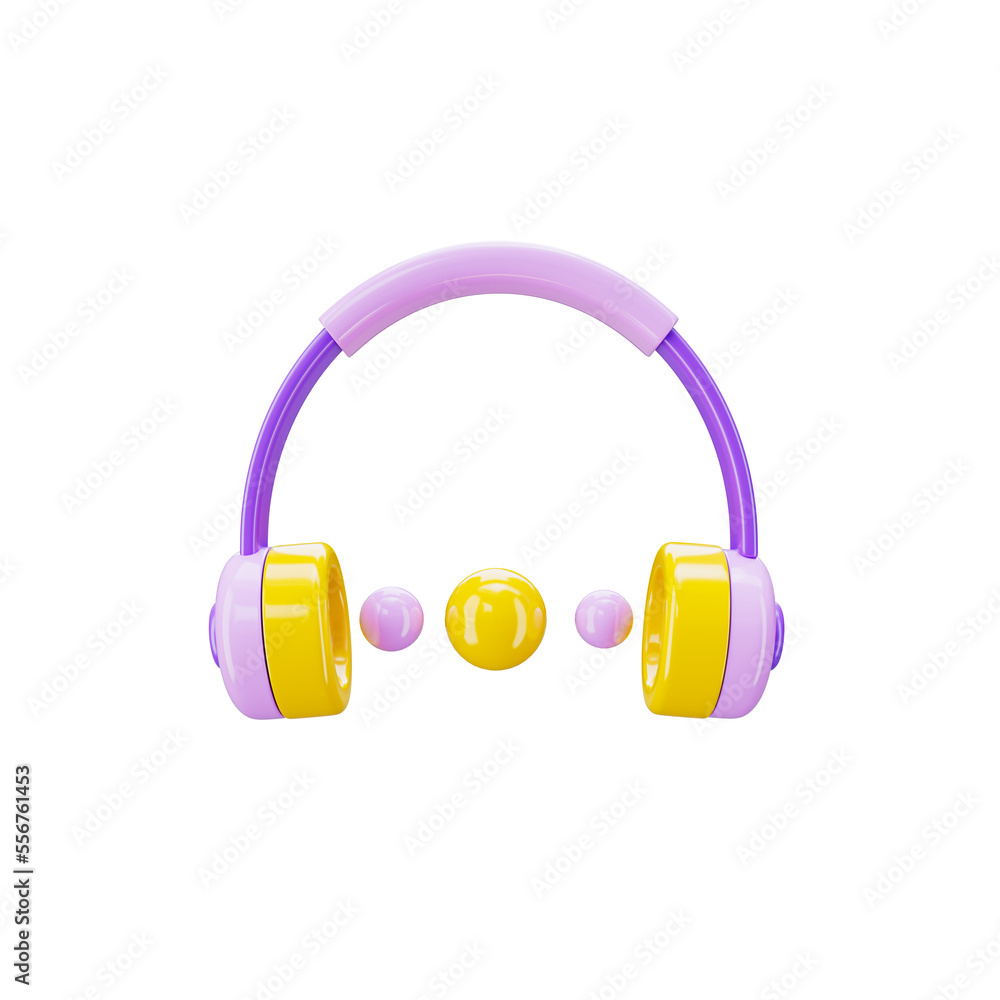 Headphone 3d icon in transparent background. Headset 3d symbol and sign ...