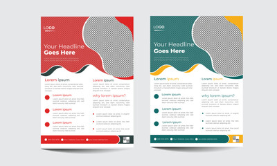 Modern and creative corpurate bussiness flyer A4 template layout in two colours , vector template design advertise perfect for professional bussiness.