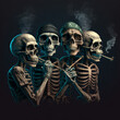 4 rocker skeletons smoking cannabis