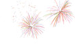 Isolated rainbow colored fireworks streaming