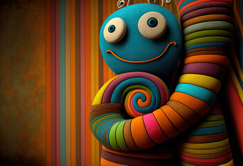 Wall Mural - A smilling cute colorfull snake, ai generative illustration