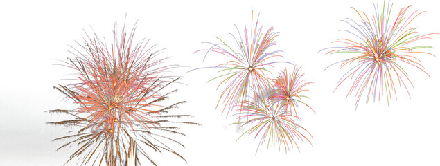 Wall Mural - isolated rainbow colored fireworks streaming