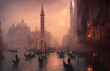 Romantic view of Venice. Italy. Gondolas