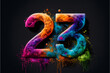 23 numbers colorful happy new year