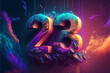 3D style 23 design with magical fire effect