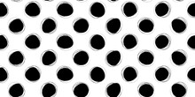Black Polka Dots Hand Drawn With Doodles. Vector Print For Seamless Webs. Stylish Illustration Seamless For Wallpaper And Print Surfaces.