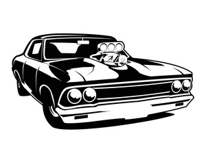 Wall Mural - premium 1970s dodge charger car logo silhouette design isolated on white background front view. best for badges, emblems, icons, stickers. vector illustration available in eps 10.