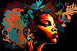 african american woman art,  strong beautiful proud black woman, abstract, art, original art, unique poster , not actual person, generative ai	