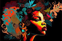 African American Woman Art,  Strong Beautiful Proud Black Woman, Abstract, Art, Original Art, Unique Poster , Not Actual Person, Generative Ai	