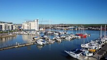 Newhaven Marina With Yachts And Boats Docked In Summer Sun In England