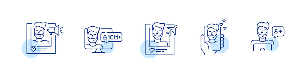 Wall Mural - social media blogger. pixel perfect, editable stroke line icons