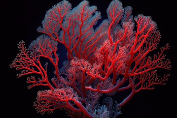 Canvas Print - Oceanic Gorgonians (paramuricea clavata) Soft red coral goniopora Generative AI