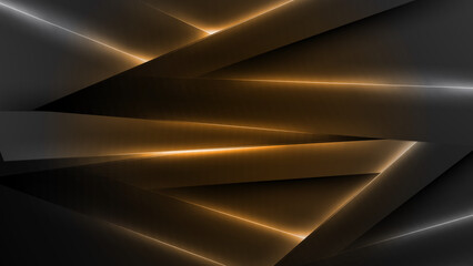 Luxury black and gold background with speed motion of lights