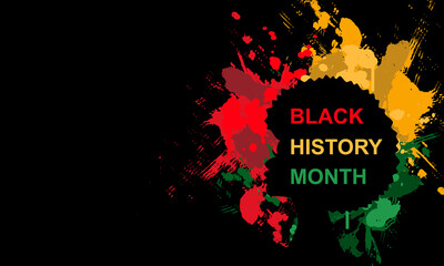 one person black man or woman side view potrait silhouette ,confident pose with red,yellow and green color paint art symbol of black history month on black background