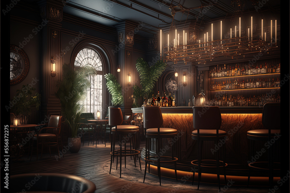 gothic speakeasy bar, generative ai Stock Illustration | Adobe Stock