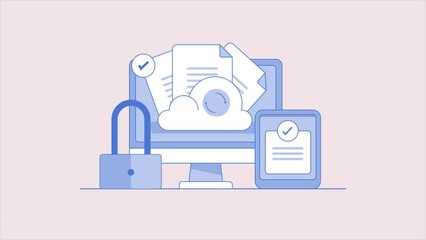 Wall Mural - secure cloud storage application backup and sync file and online document, access from multiple devi