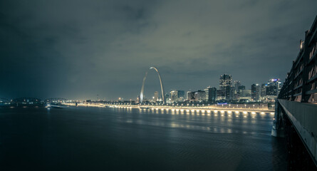 Wall Mural - City of St. Louis skyline. Image of St. Louis downtown with Gate