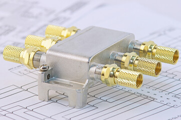 a module for signal distribution with coaxial cable connection using f-connectors in the electrical 