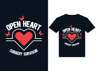 Wall Mural - Open Heart Surgery Survivor illustrations for print-ready T-Shirts design