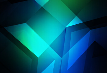Wall Mural - dark blue, green vector pattern with colorful hexagons.