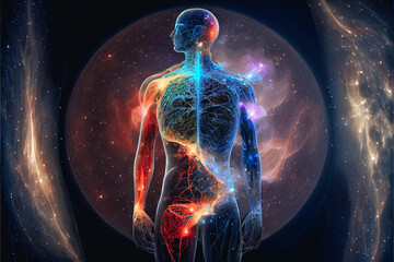 universe within. human inside the universe. the concept on scientific and philosophical topics.