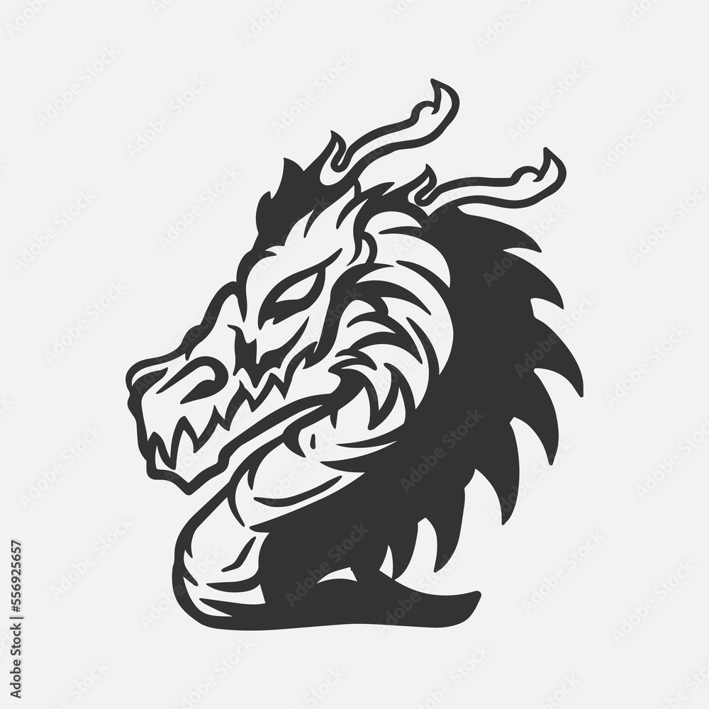 modern dragon logo for e sport club. Stunning vector black and white