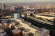 Hamburg; Blick über den Zeughausmarkt auf Millerntorplatz, Heiligengeistfeld, Millerntor-Stadion und Feldstraßenbunker