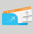 Modern airline travel boarding pass two tickets.