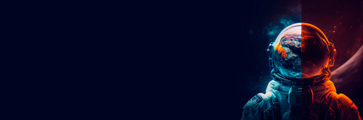 Wall Mural - Astronaut on a black background created with Generative Ai