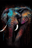 Fototapeta Krajobraz - Voka art, Artistic painting, bright colored elephant in the style of pop art. Generative AI