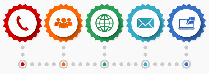 Fototapete - Social media vector icons, internet flat design web badges collection, business infographic template